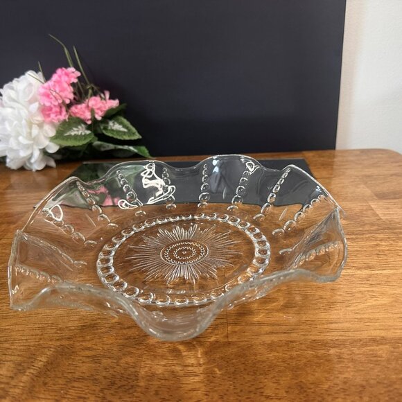 Federal Glass Columbia Clear Depression Glass Platter Sunburst Etched Art Deco - Picture 6 of 7
